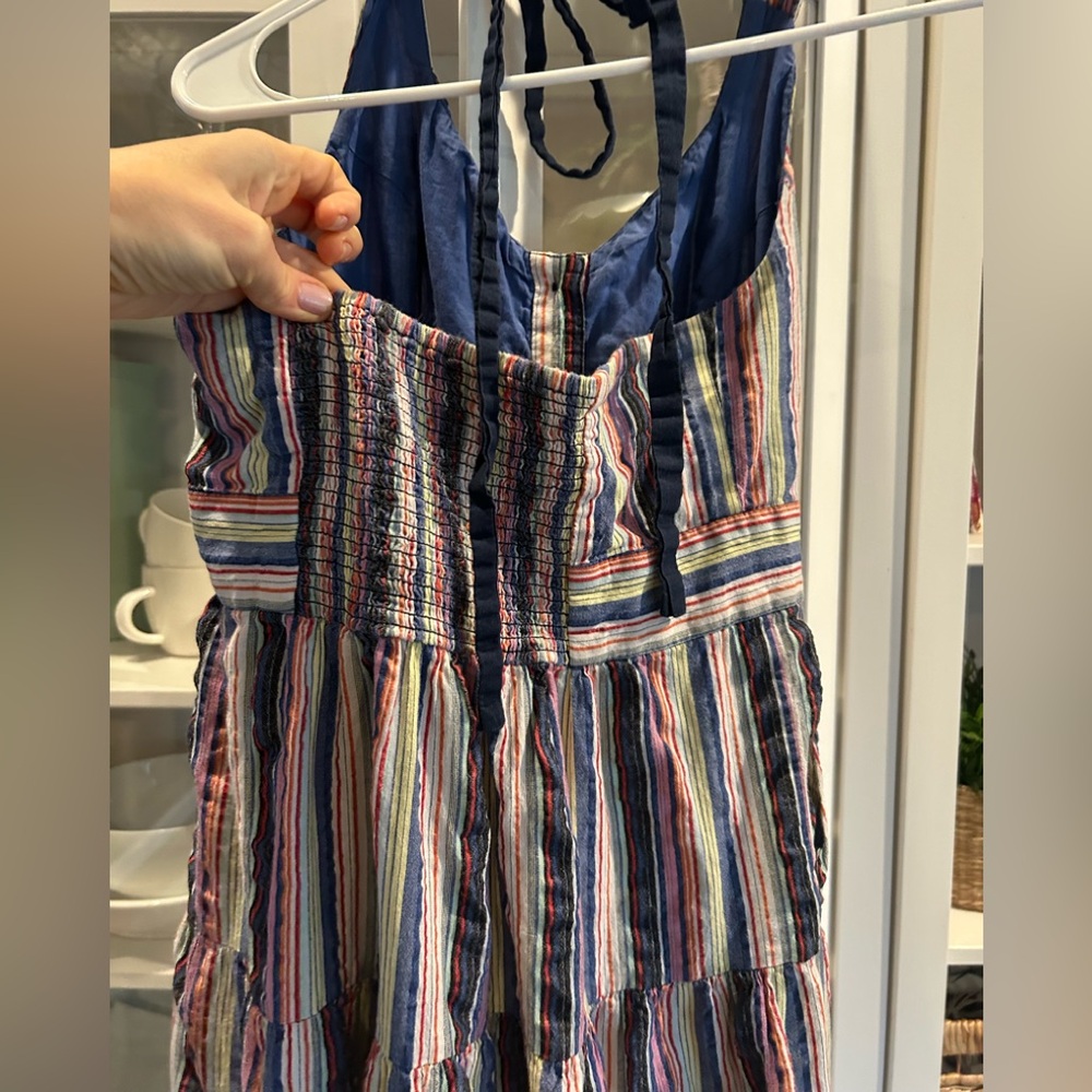 Anthropologie Maeve Striped Halter Tiered
Button Front Dress Size 8 - Picture 14 of 16